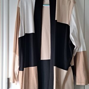 Stylish Color Block Open Front Cardigan